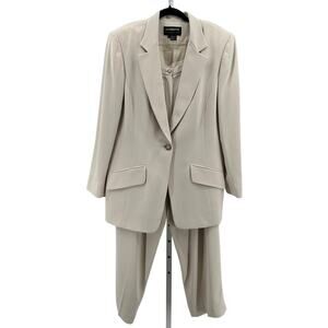 Liz Claiborne Classics Pantsuit WMNS 14 Tan Coordinates Lined Long Sleeve Formal